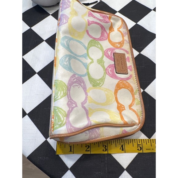 Coach pastel Cosmetic Makeup Bag Travel Multicolor Signature Logo - Picture 6 of 6